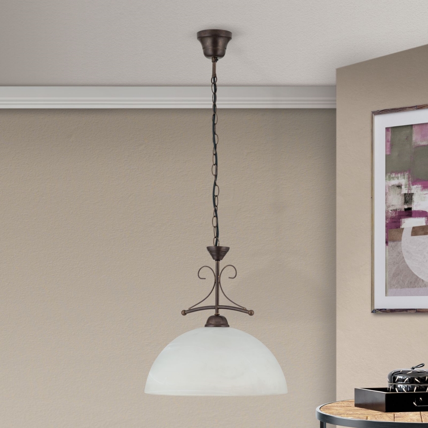 Luster na reťazi RULA 1xE27/40W/230V pr. 35 cm biela/bronz