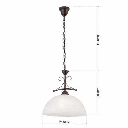 Luster na reťazi RULA 1xE27/40W/230V pr. 35 cm biela/bronz