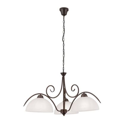 Luster na reťazi RULA 3xE27/40W/230V pr. 70 cm biela/bronz