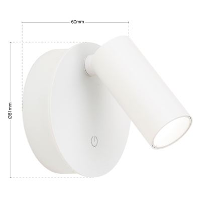 LED Stmievateľné nabíjacie dotykové nástenné bodové svietidlo LUXY LED/1W/5V 2200 mAh 2700/3000/4000K biela