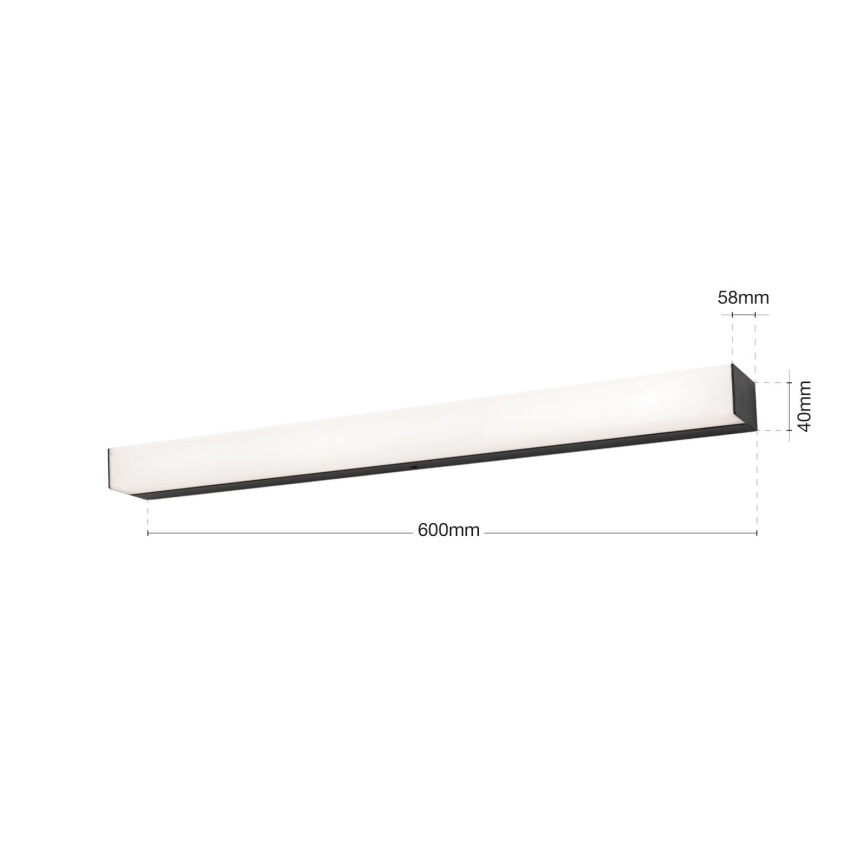 LED Kúpeľňové osvetlenie zrkadla HORIZON LED/12W/230V 3000/4000K 60 cm IP44 čierna