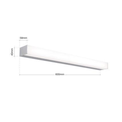 LED Kúpeľňové osvetlenie zrkadla HORIZON LED/12W/230V 3000/4000K 60 cm IP44 strieborná