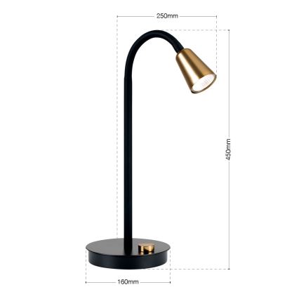 Stmievateľná flexibilná stolná lampa DOTTY 1xGU10/10W/230V čierna/mosadz
