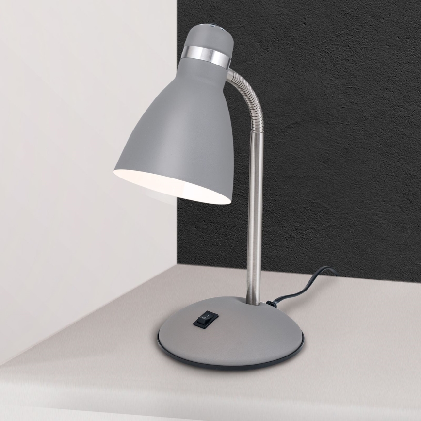 Stolná lampa SCHOOL 1xE27/40W/230V sivá/matný chróm