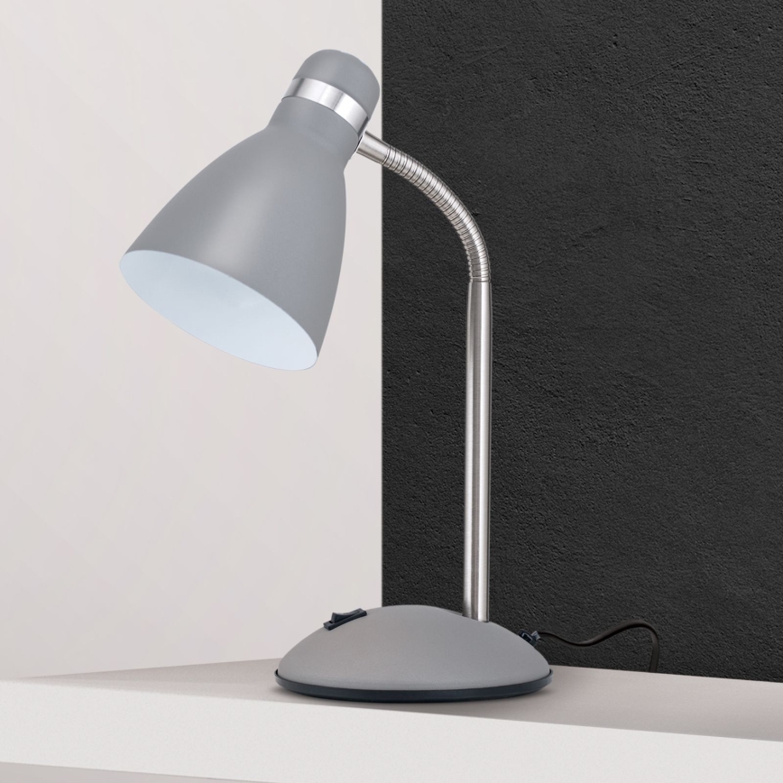 Stolná lampa SCHOOL 1xE27/40W/230V sivá/matný chróm