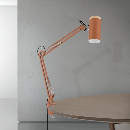 Stolná lampa s klipom GILI 1xE27/40W/230V tehlová