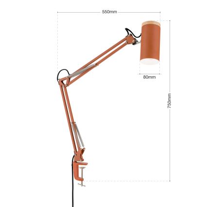 Stolná lampa s klipom GILI 1xE27/40W/230V tehlová