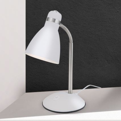Stolová lampa SCHOOL 1xE27/40W/230V biela/matný chróm