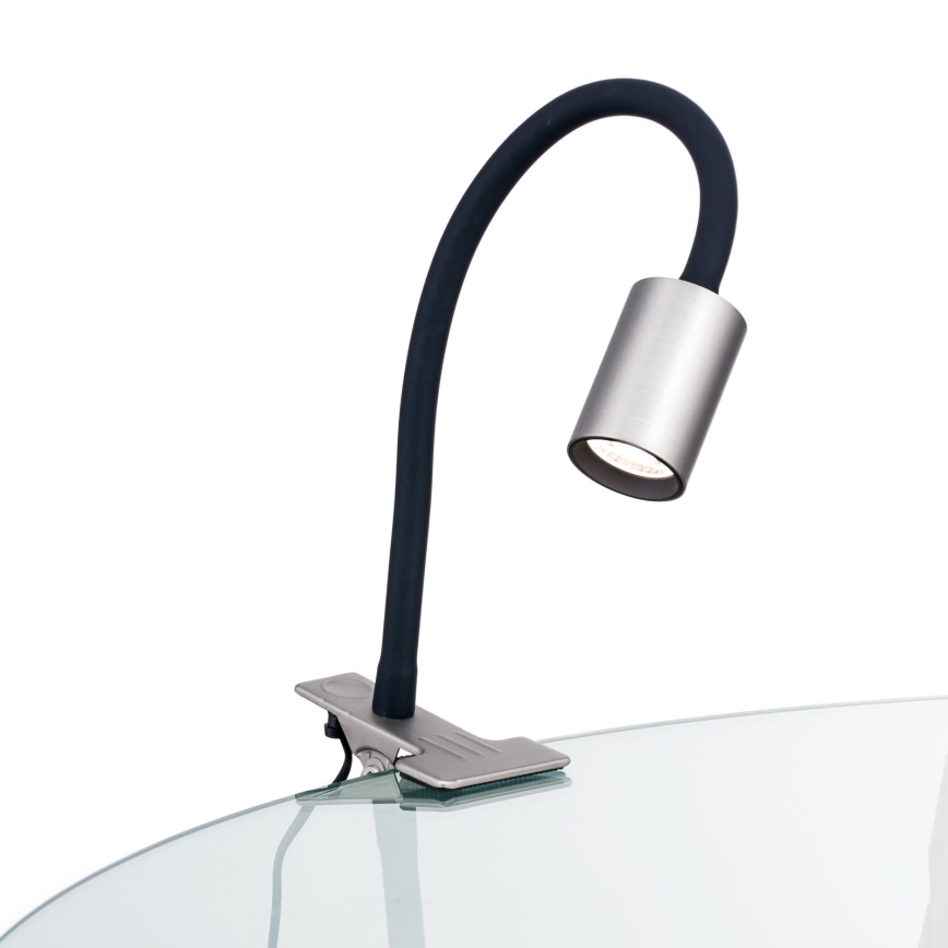 LED Flexibilná stolná lampa s klipom KURT LED/5W/230V strieborná