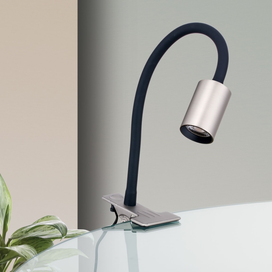 LED Flexibilná stolná lampa s klipom KURT LED/5W/230V strieborná