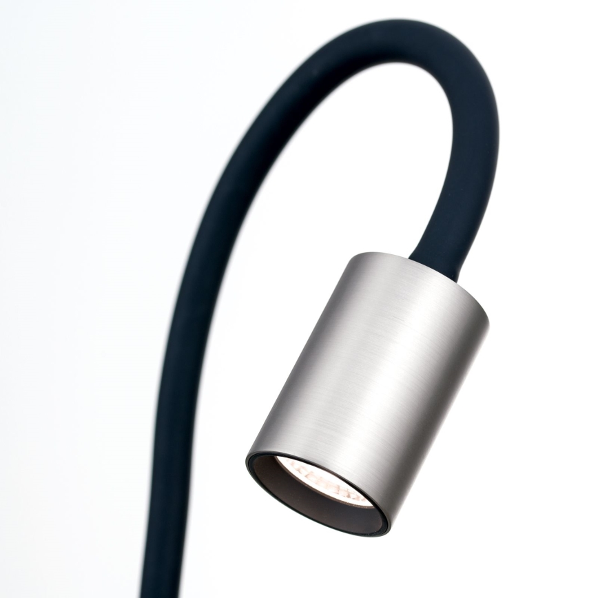 LED Flexibilná stolná lampa s klipom KURT LED/5W/230V strieborná