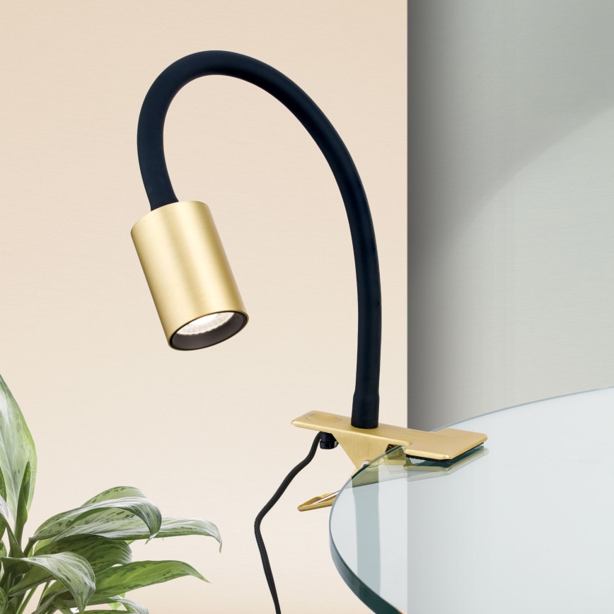 LED Flexibilná stolná lampa s klipom KURT LED/5W/230V zlatá