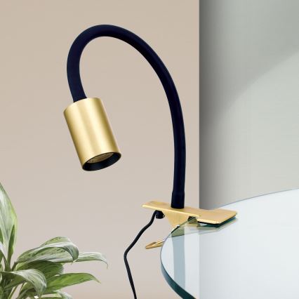 LED Flexibilná stolná lampa s klipom KURT LED/5W/230V zlatá