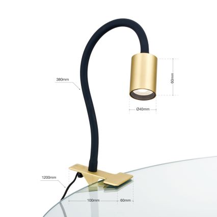 LED Flexibilná stolná lampa s klipom KURT LED/5W/230V zlatá