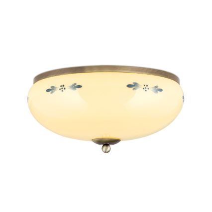 Stropné svietidlo LANDHAUS 3xE27/60W/230V pr. 35 cm bronz/béžová/modrá