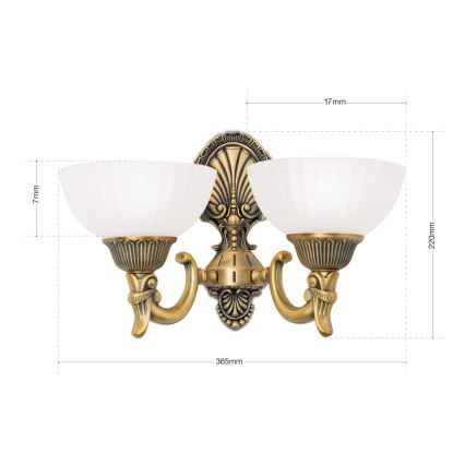 Nástenná lampa ROCCA 2xE27/60W/230V bronz/biela