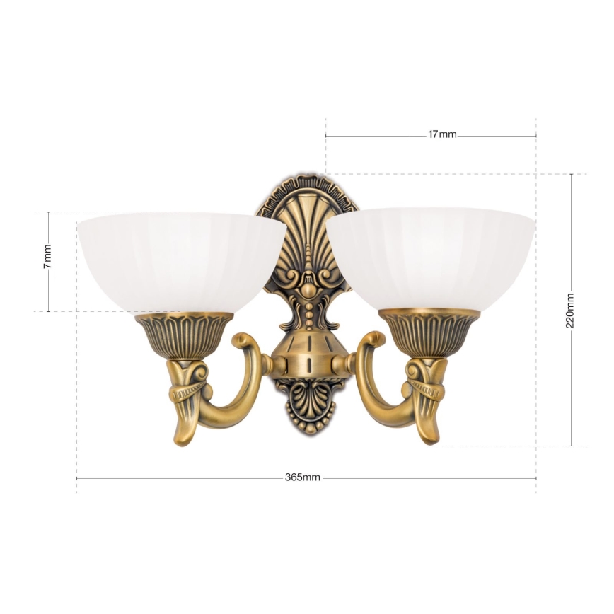Nástenná lampa ROCCA 2xE27/60W/230V bronz/biela