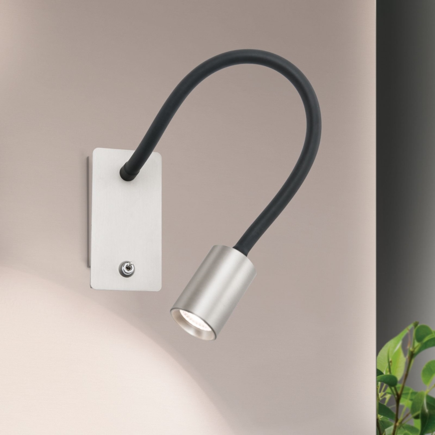 LED Flexibilná nástenná lampička KURT LED/5W/230V strieborná