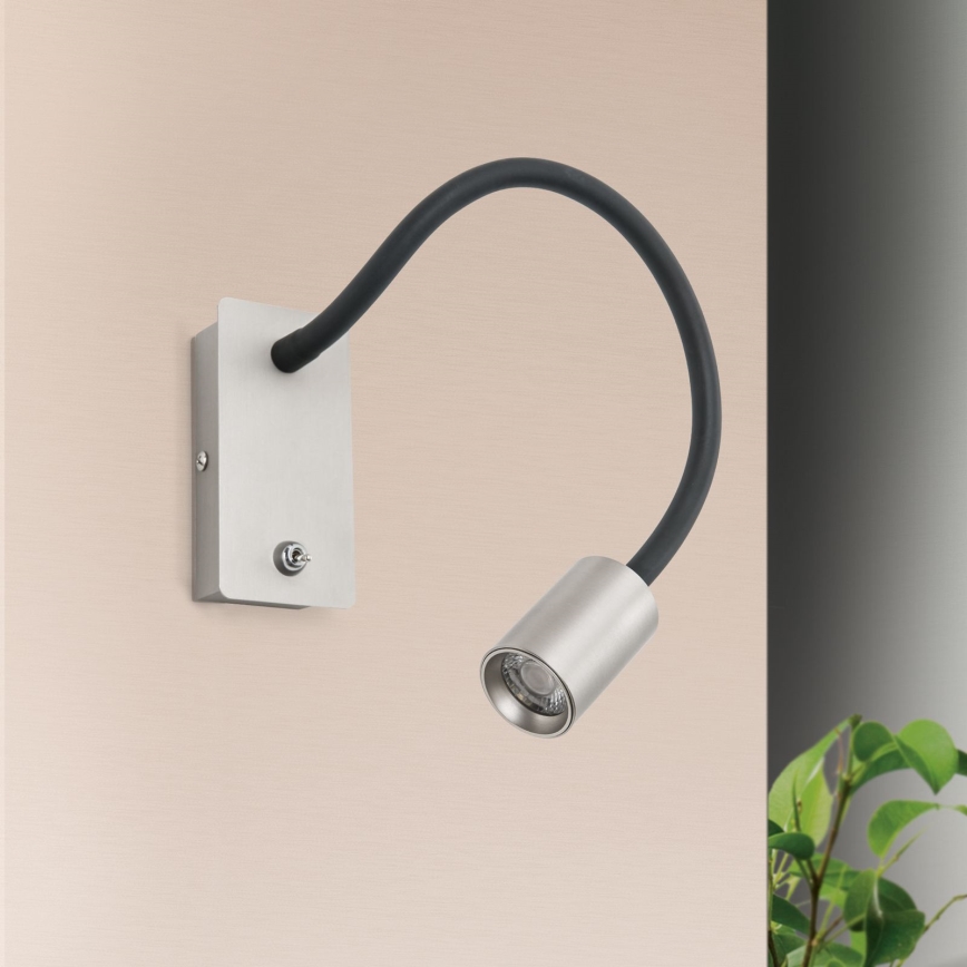 LED Flexibilná nástenná lampička KURT LED/5W/230V strieborná