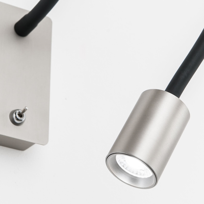 LED Flexibilná nástenná lampička KURT LED/5W/230V strieborná