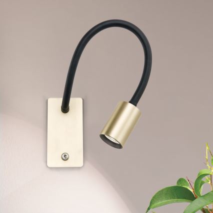 LED Flexibilná nástenná lampička KURT LED/5W/230V zlatá