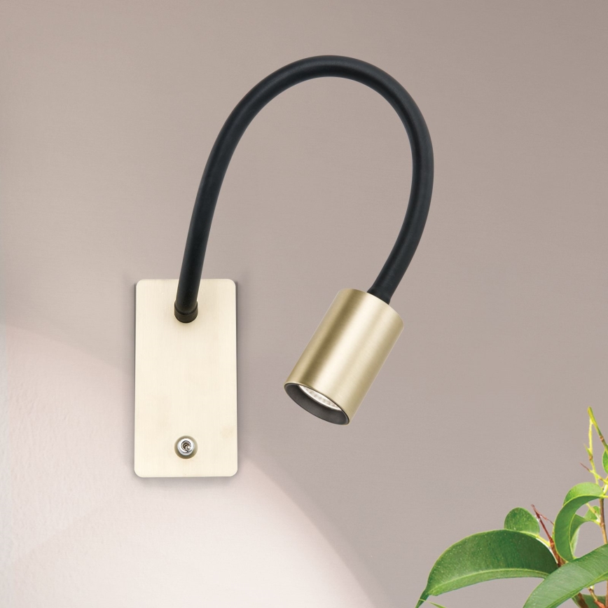 LED Flexibilná nástenná lampička KURT LED/5W/230V zlatá