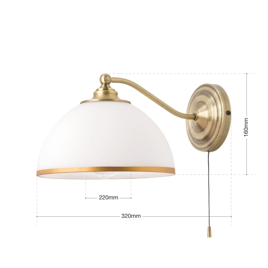 Nástenná lampa OLD LAMP 1xE27/40W/230V biela/mosadz
