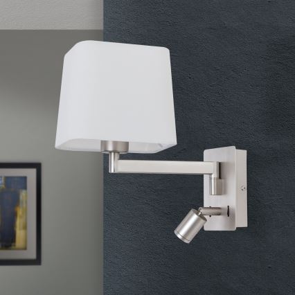 LED Nástenná lampa CARLTON 1xE27/40W/230V + LED/3W biela/matný chróm
