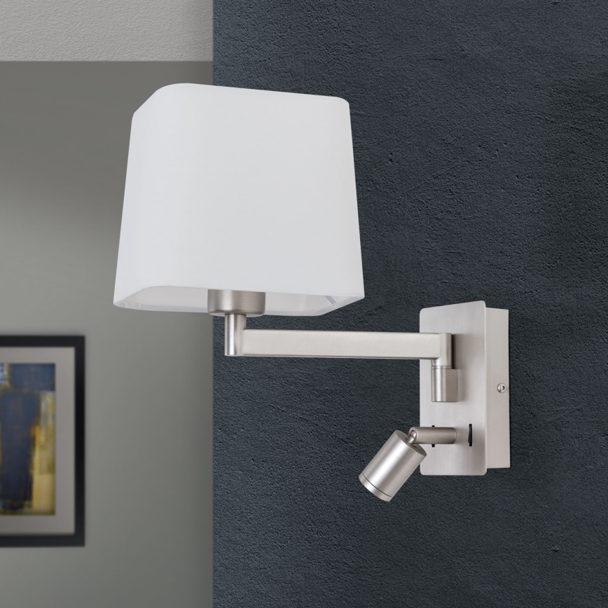 LED Nástenná lampa CARLTON 1xE27/40W/230V + LED/3W biela/matný chróm