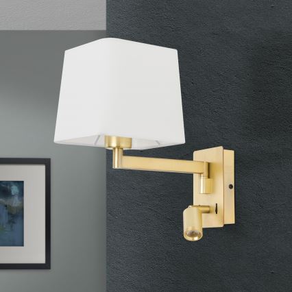 LED Nástenná lampa CARLTON 1xE27/40W/230V + LED/3W biela/zlatá