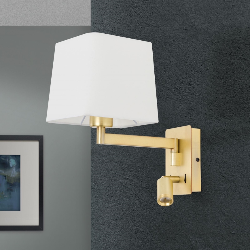 LED Nástenná lampa CARLTON 1xE27/40W/230V + LED/3W biela/zlatá