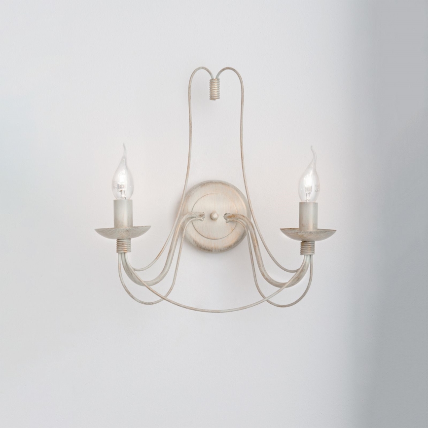 Nástenná lampa VELA 2xE14/40W/230V biela/zlatá/patina