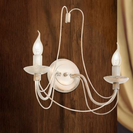 Nástenná lampa VELA 2xE14/40W/230V biela/zlatá/patina