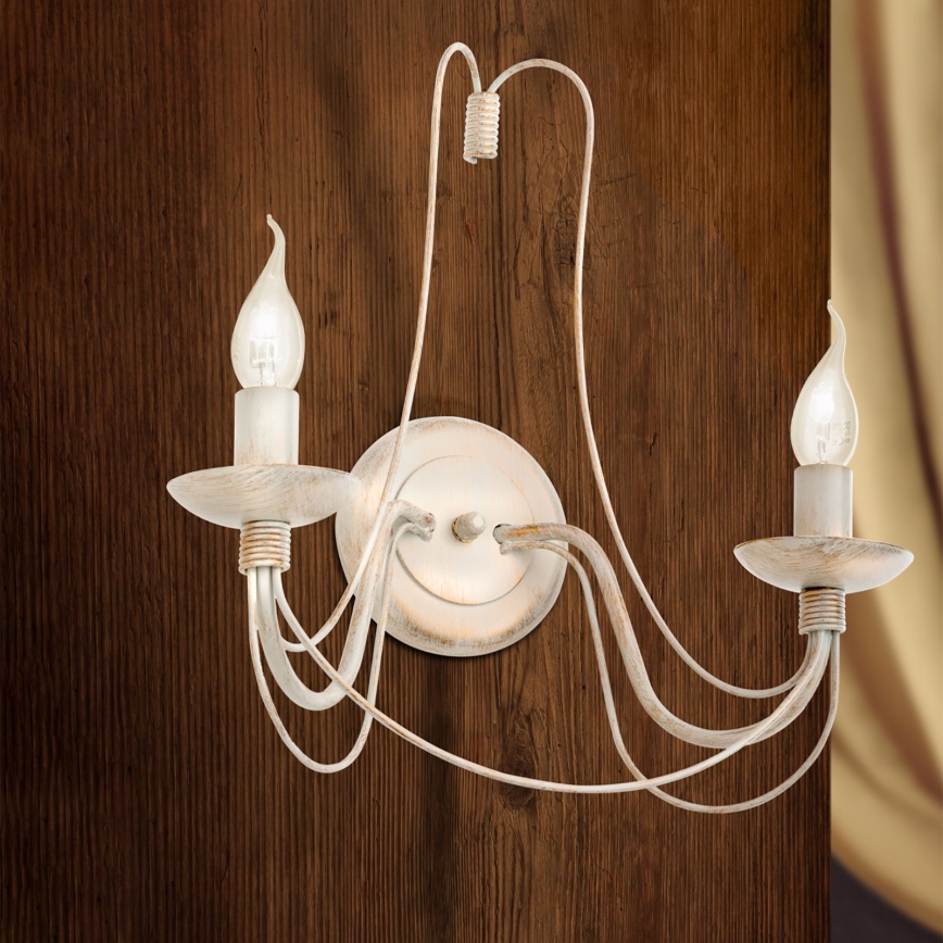 Nástenná lampa VELA 2xE14/40W/230V biela/zlatá/patina