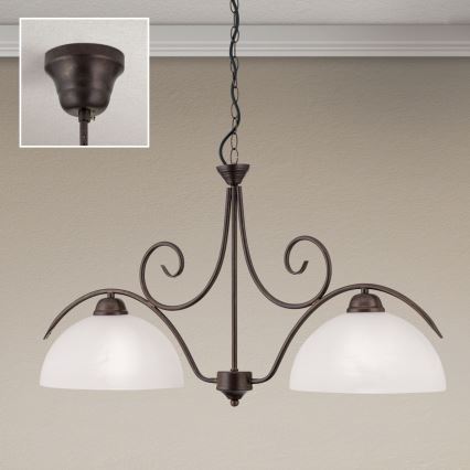Závesný luster na reťazi RULA 2xE27/40W/230V biela/bronz