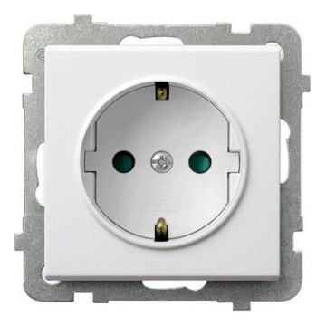 Ospel - domová zásuvka bez rámčeka Schuko 230V SONATA biela