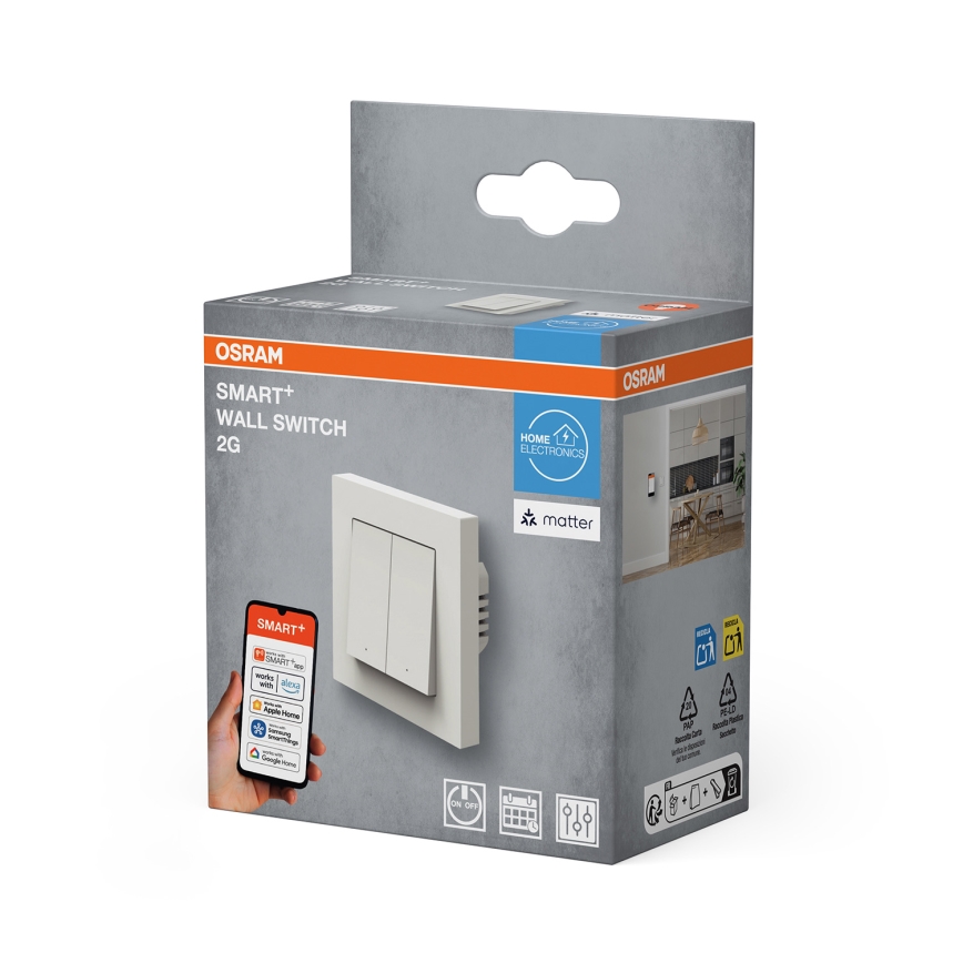 Osram - 2-tlačidlový SMART+ MATTER Wi-Fi vypínač 230V