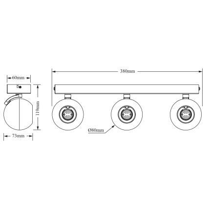 Osram - Bodové svietidlo SPOT SPHERAL 3xGU10/6W/230V čierna