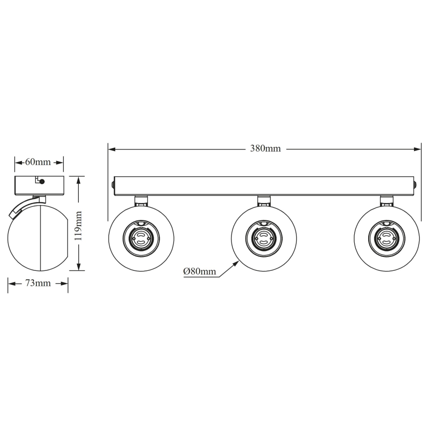 Osram - Bodové svietidlo SPOT SPHERAL 3xGU10/6W/230V čierna