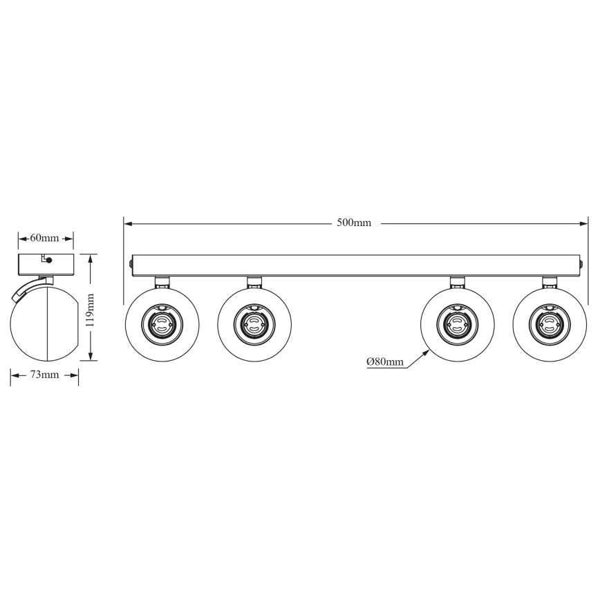Osram - Bodové svietidlo SPOT SPHERAL 4xGU10/6W/230V čierna