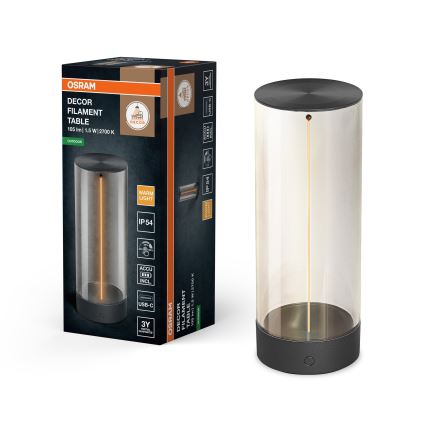 Osram - LED stmievateľná dotyková vonkajšia stolová lampa ENDURA STYLE LED/1,5W/5V 2500 mAh USB IP54 antracitová