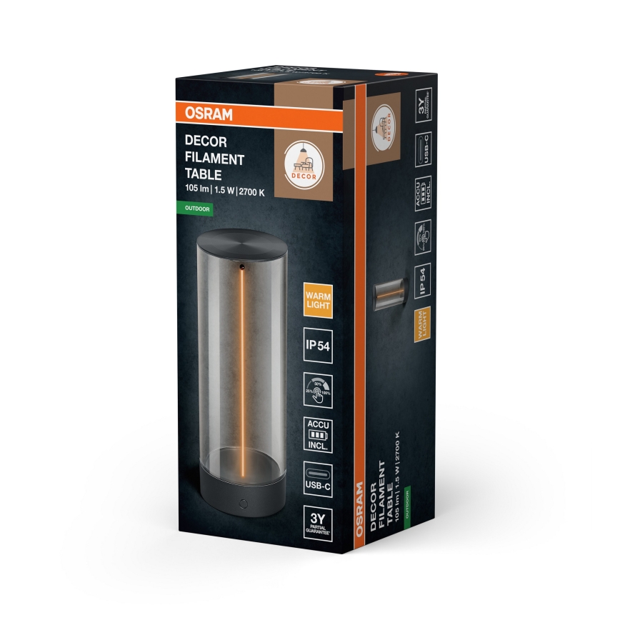 Osram - LED stmievateľná dotyková vonkajšia stolová lampa ENDURA STYLE LED/1,5W/5V 2500 mAh USB IP54 antracitová
