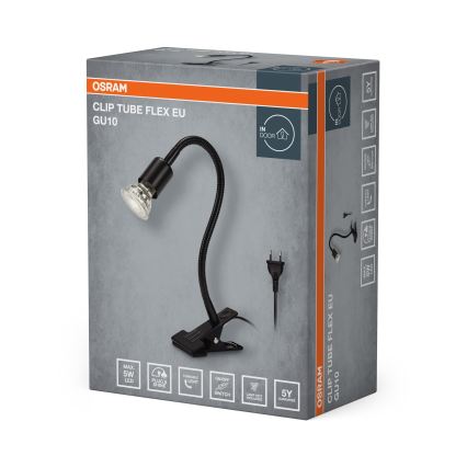 Osram - Lampa s klipom CLIP TUBE FLEX 1xGU10/5W/230V čierna