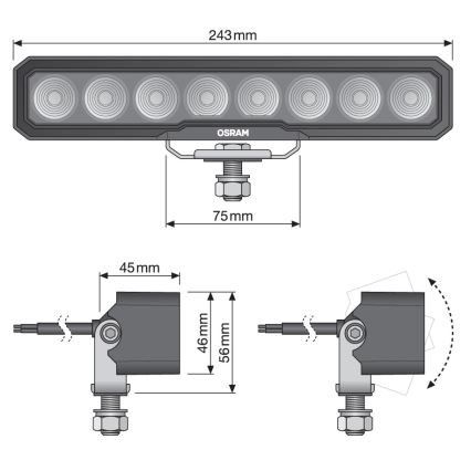 Osram - LED bodové svietidlo pre automobil LIGHTBAR WL VX250-WD LED/36W/12/24V 6000K IP69