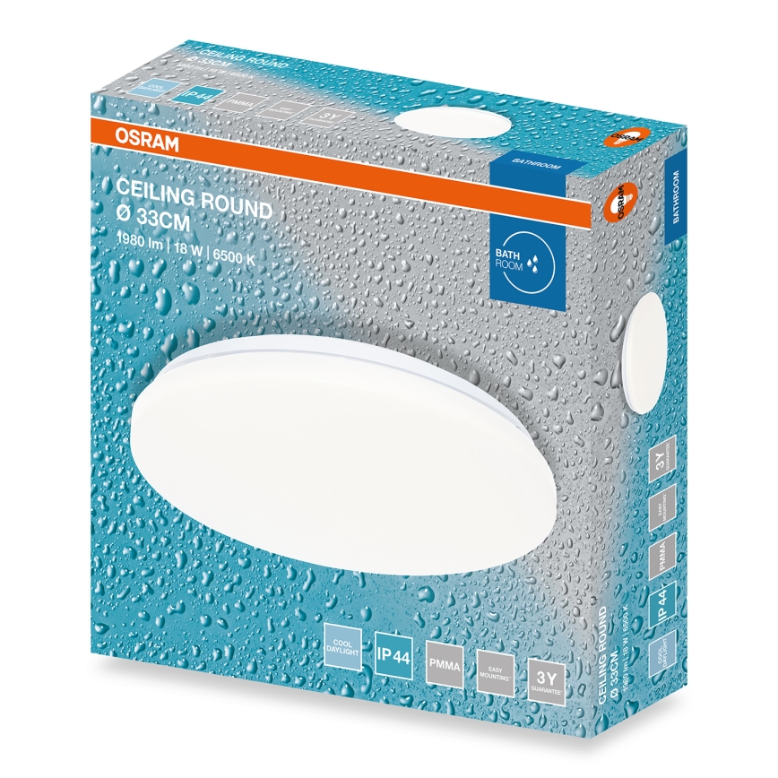 Osram - LED kúpeľňové stropné svietidlo CEILING ROUND LED/18W/230V 6500K pr. 33 cm IP44 biela