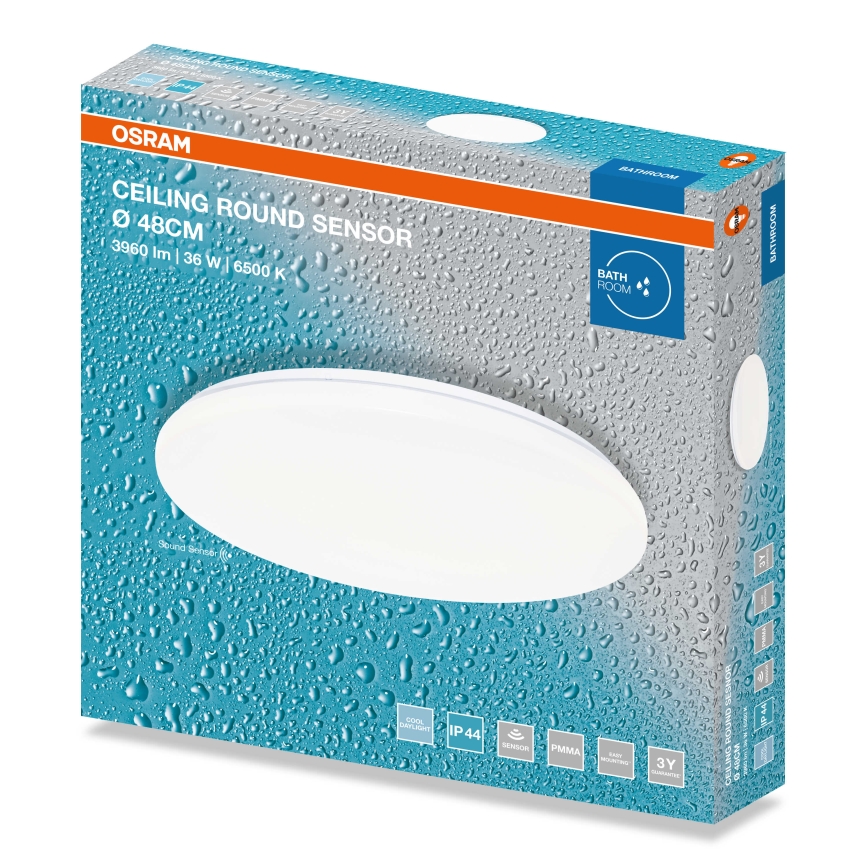 Osram - LED kúpeľňové stropné svietidlo so súmrakovým senzorom CEILING ROUND LED/36W/230V 6500K pr. 48 cm IP44 biela