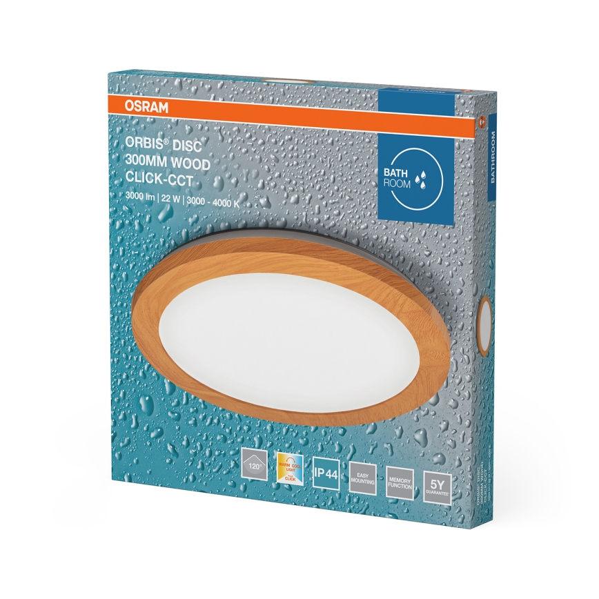 Osram - LED stropné svietidlo do kúpeľne ORBIS DISC LED/22W/230V 3000/4000K priemer 30 cm IP44 hnedá