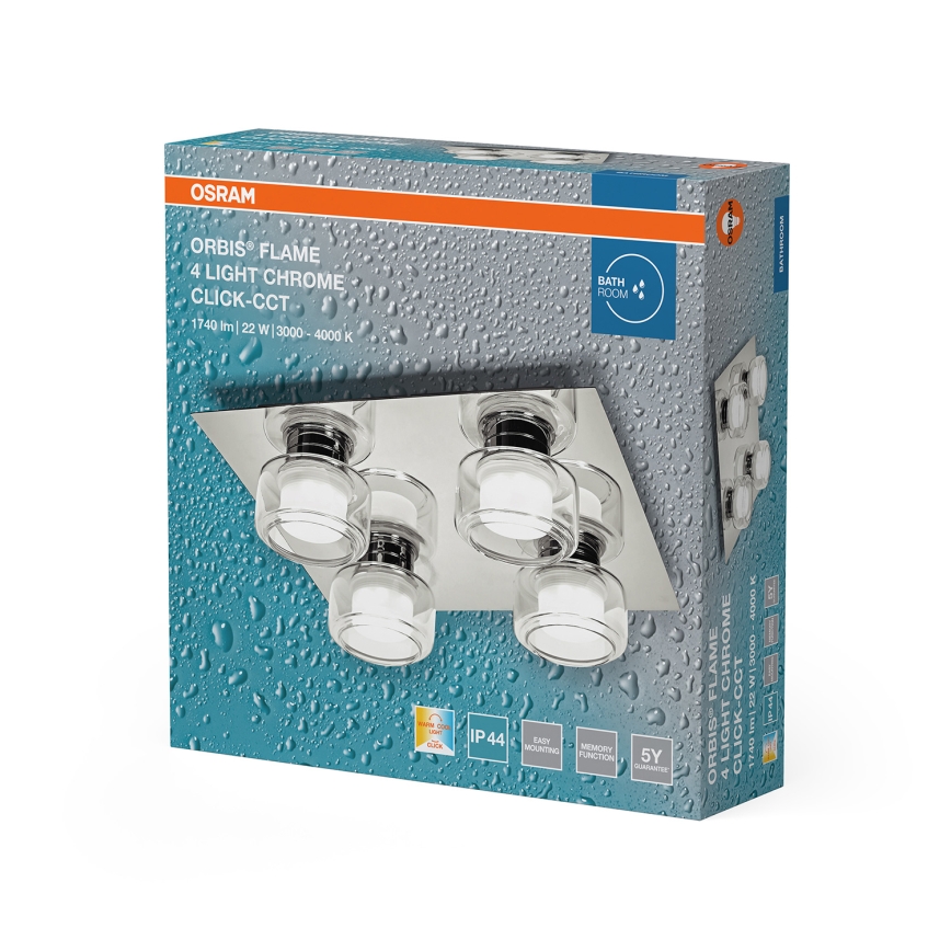 Osram - LED kúpeľňové stropné svietidlo ORBIS FLAME 4xLED/5,5W/230V 3000/4000K IP44 lesklý chróm