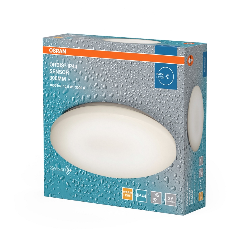 Osram - LED kúpeľňové stropné svietidlo s pohybovým a súmrakovým senzorom ORBIS LED/15,5W/230V priemer 30 cm IP44 biela