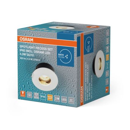Osram - LED kúpeľňové zapustené svietidlo SPOT 1xGU10/4,3W/230V 2700K CRI 90 pr. 8,5 cm IP65 biela